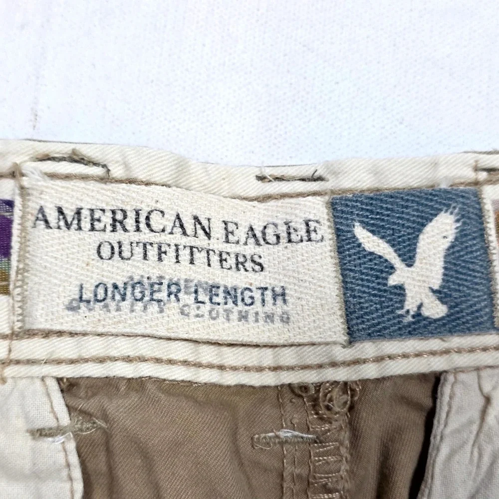 American Eagle Shorts Mens 32 Tan Longer Length Classic Khaki Chino Twill Casual